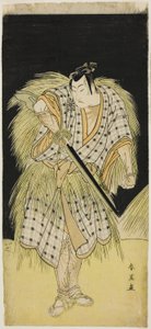 Gli attori Mimasu Tokujirô I nel ruolo di Hayano Kampei (a sinistra) e Nakayama Kojûrô VI nel ruolo di Ono Sadakurô (a destra) in "Il tesoro dei 47 custodi fedeli" ("Kanadehon chûshingura") da Katsukawa Shun