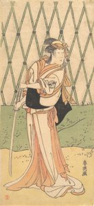 Il terzo Segawa Kikunojo come donna in piedi su una strada, ca. 1788 da Katsukawa Shun