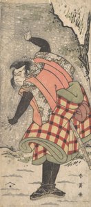 Attore non identificato come un Kyokaku ai piedi di una scogliera in una tempesta di neve, ca. 1793 da Katsukawa Shun