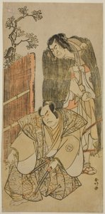 Gli attori Nakamura Nakazo I nel ruolo di Kagekiyo vestito da mendicante (a destra) e Otani Hiroji III nel ruolo di Onio Shinzaemon (a sinistra), nell