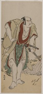 Otani Hiroji III come samurai in piedi accanto a un ruscello