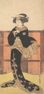 Il quarto Iwai Hanshiro come donna in un kimono nero da Katsukawa Shunko