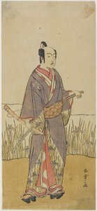 (Un attore in un ruolo da samurai con un flauto di bambù) da Katsukawa Shunsho
