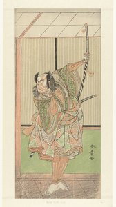 Attore Ichikawa Yaozo con lunga spada