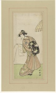 Attore Yamashita Kinsaku II nel ruolo della cortigiana Agemaki da Katsukawa Shunsho