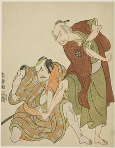 Attori nei ruoli di Giheiji e suo genero, Danshichi Kurobei da Katsukawa Shunsho