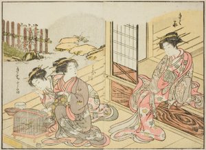 Cortigiane del Kagemanjiya, dal libro "Specchio delle Belle Donne dei Quartieri del Piacere (Seiro bijin awase sugata kagami)," vol. 1 da Katsukawa Shunsho
