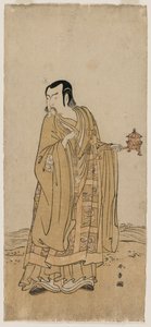 Ichimura Uzaemon IX come Shingen in Una stringa di perline di preghiera agitata a un nastro di cascata da Katsukawa Shunsho