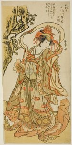 Osagawa Tsuneyo II come Itsukushima Tennyo nella commedia Kabuki "Tokimekuya o-Edo no hatsuyuki"