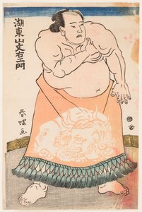Ritratto del lottatore di sumo Kotozan con un grembiule rituale