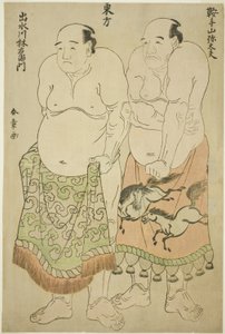 Lottatori di sumo del gruppo orientale: Kurateyama Yadayû e Izumigawa Rin