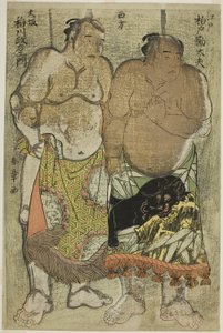 Lottatori di sumo del gruppo occidentale: (destra) Kashiwado Kandayu da Edo, (sinistra) e Inagawa Masaemon da Osaka da Katsukawa Shunsho