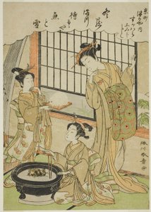 La cortigiana Sugawara della casa Tsuruya e le sue kamuro Namiji e Kashiko