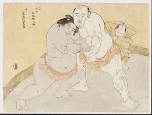 Il match tra Tanikaze Kajinosuke e Kimenzan Tanigoro da Katsukawa Shunsho