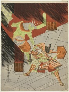 Il guerriero Watanabe no Tsuna combatte il demone a Rashomon