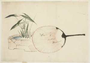 Ventaglio e composizione floreale da Katsushika (school of) Hokusai