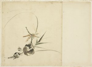 Ramo di frutta con libellula da Katsushika (school of) Hokusai