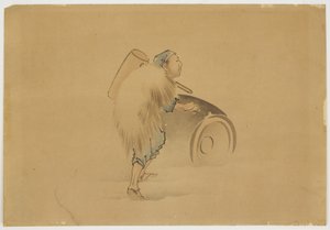 Uomo con martello che rotola una botte, c.1850