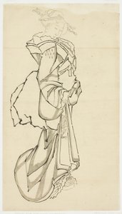 Cortigiana che cammina (studio), c.1815-1849 da Katsushika (school of) Hokusai