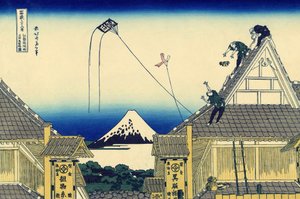 Schizzo del negozio Mitsui in via Suruga a Edo, c.1830 (stampa su legno) da Katsushika Hokusai