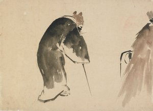 Un vecchio topo vestito con una veste nera da Katsushika Hokusai