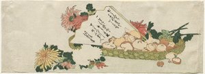 Cesto con Ventaglio, Crisantemi e Funghi, inizio 1800