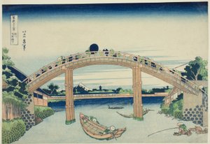 Sotto il ponte Mannen a Fukagawa, dalla serie "Trentasei vedute del Monte Fuji"