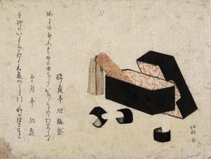 Scatola di lacca nera con battitori di Koto da Katsushika Hokusai