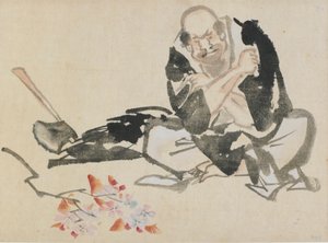 Allegoria buddista di un sacerdote che brucia rami di ciliegio da Katsushika Hokusai