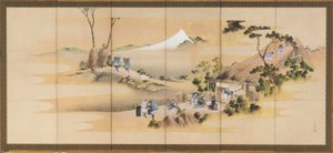 Scene di campagna e Monte Fuji, uno di una coppia, periodo Edo