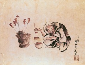 Artigiano che dipinge giocattoli da Katsushika Hokusai