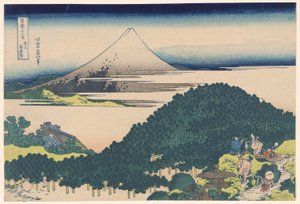Pino a Cuscino ad Aoyama (Aoyama Enza no matsu), dalla serie "Trentasei Vedute del Monte Fuji (Fugaku sanjurokkei)" da Katsushika Hokusai