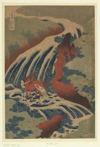 La cascata dove Yoshitsune lavava il suo cavallo a Yoshino nella provincia di Yamato da Katsushika Hokusai