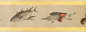 Dettaglio di un rotolo con immagini varie, periodo Edo da Katsushika Hokusai