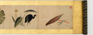 (dettaglio) di un Rotolo con Immagini Varie, Periodo Edo, 1839 da Katsushika Hokusai