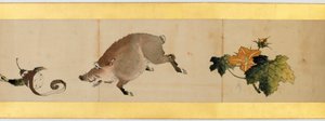 (dettaglio) di un Rotolo con Immagini Varie, Periodo Edo, 1839 da Katsushika Hokusai