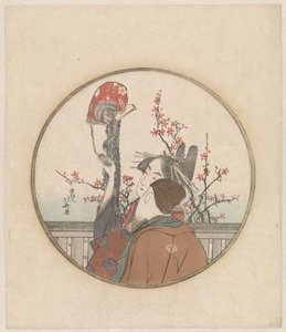 Coppia con scimmia e ramo fiorito da Katsushika Hokusai