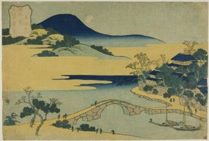 Luna serale a Izumizaki (Izumizaki yagetsu), dalla serie "Otto vedute delle isole Ryukyu (Ryukyu hakkei)". da Katsushika Hokusai