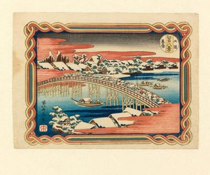 Neve serale a Ryogoku, c.1833 da Katsushika Hokusai
