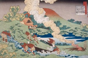 Pescatori che tirano una rete da Katsushika Hokusai