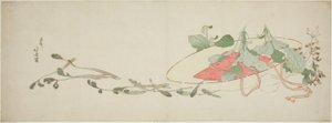 Fiori e verdure primaverili in un cappello da Katsushika Hokusai