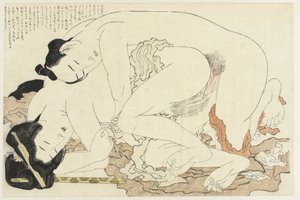 Donna sposata con amante da Katsushika Hokusai