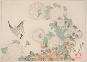 Kiku Ni Buncho Ni Kumabachi da Katsushika Hokusai