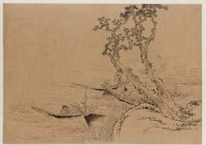 Paesaggio: figure che pescano dalle barche, fine XVIII-inizio XIX secolo da Katsushika Hokusai
