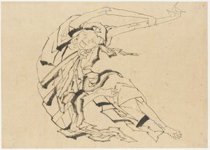 Uomo dalle braccia lunghe che si allunga, periodo Edo da Katsushika Hokusai