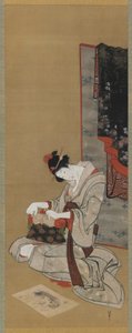 Usanza di Capodanno: Trucco la mattina di Capodanno, periodo Edo, c.1806-11 da Katsushika Hokusai