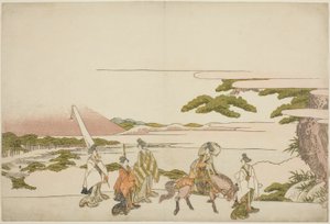Parodia del viaggio orientale di Ariwara no Narihira da Katsushika Hokusai
