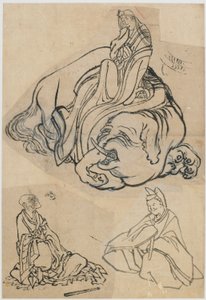 Schizzo preparatorio per La cortigiana Eguchi come il Bodhisattva Fugen da Katsushika Hokusai