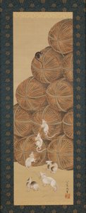Ratti e balle di riso, periodo Edo, 1843 da Katsushika Hokusai