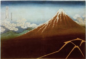 Pioggia sotto la vetta da Katsushika Hokusai